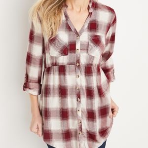Lot of 2 Maurices Plaid Babydoll Shirts